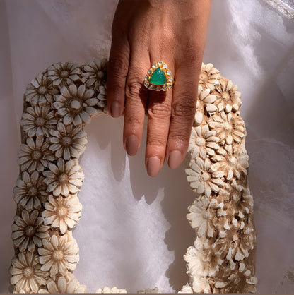 Carved Emerald Ring