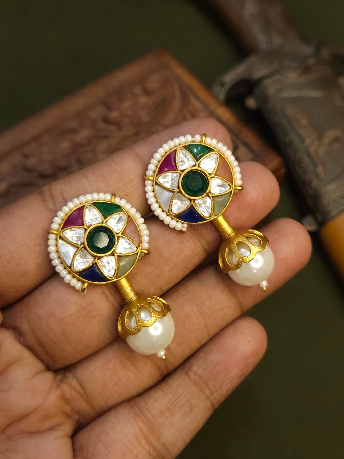 Multicolour Brass Earring
