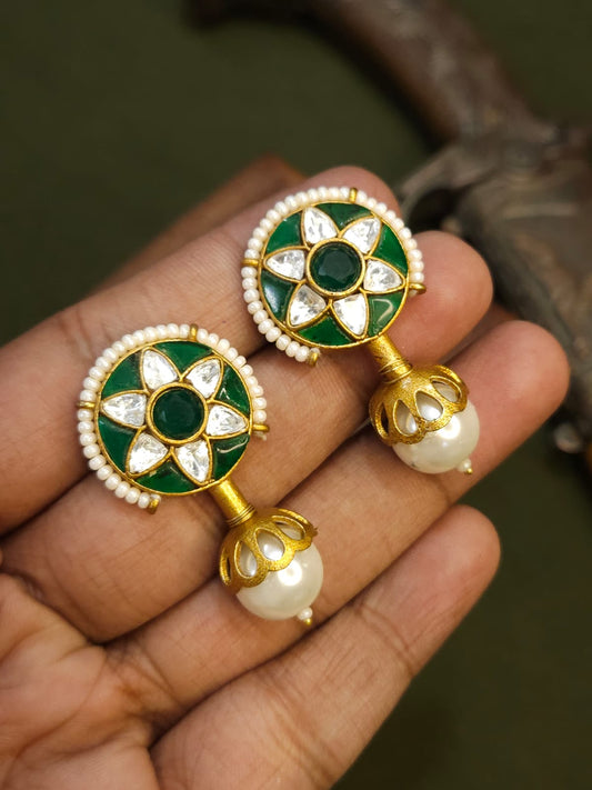 Emerald Brass Earring