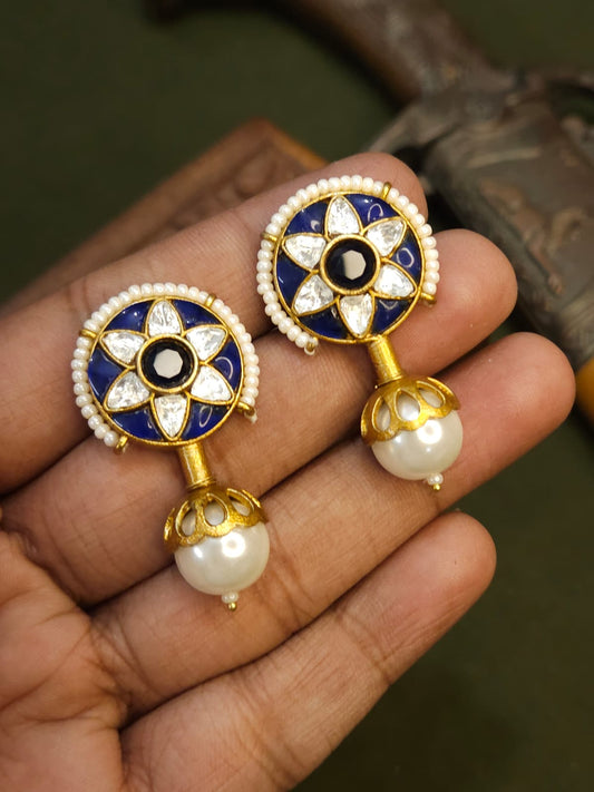 Blue Brass Earring