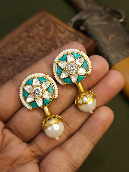Turquoise Brass Earring