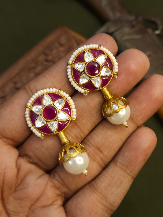 Ruby Brass Earring