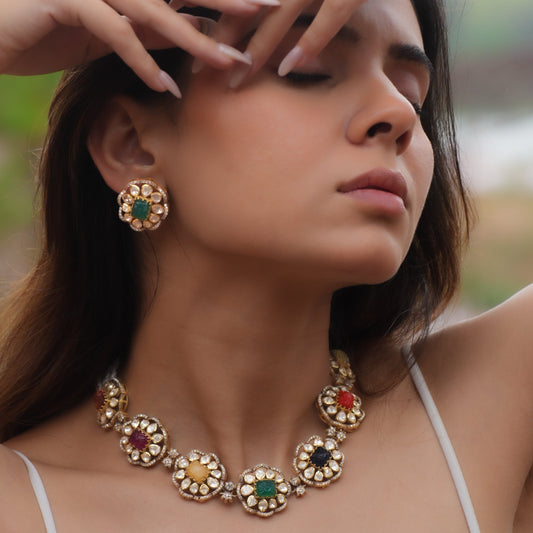 Navratan Polki Choker Set