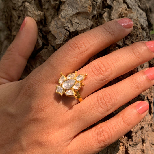 Lotus Polki Ring