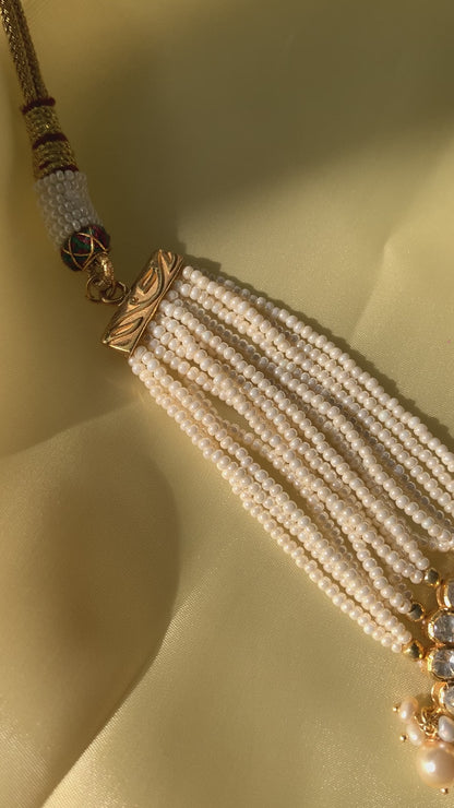 Aiza Pearl Choker Set in Moissanite Polki