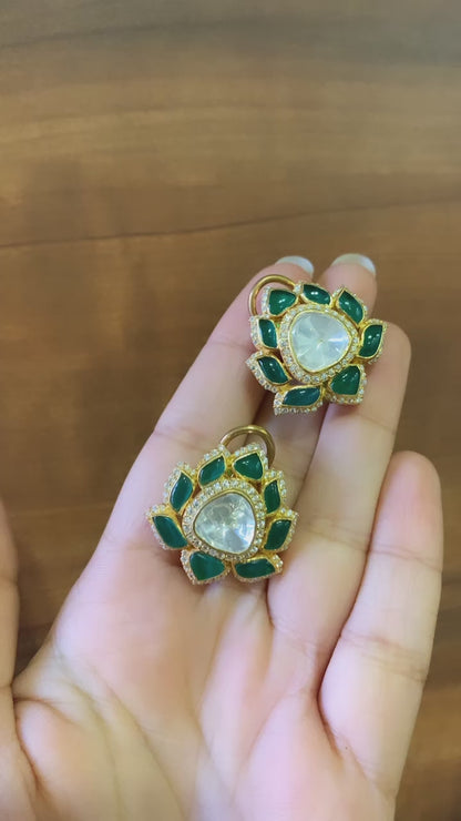 Green Meenakari Studs