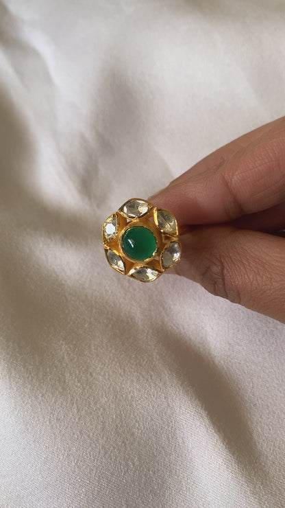 Emerald Floral Ring