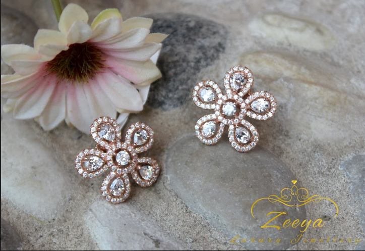 Rose Gold Flower Studs