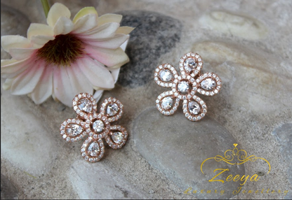 Rose Gold Flower Studs