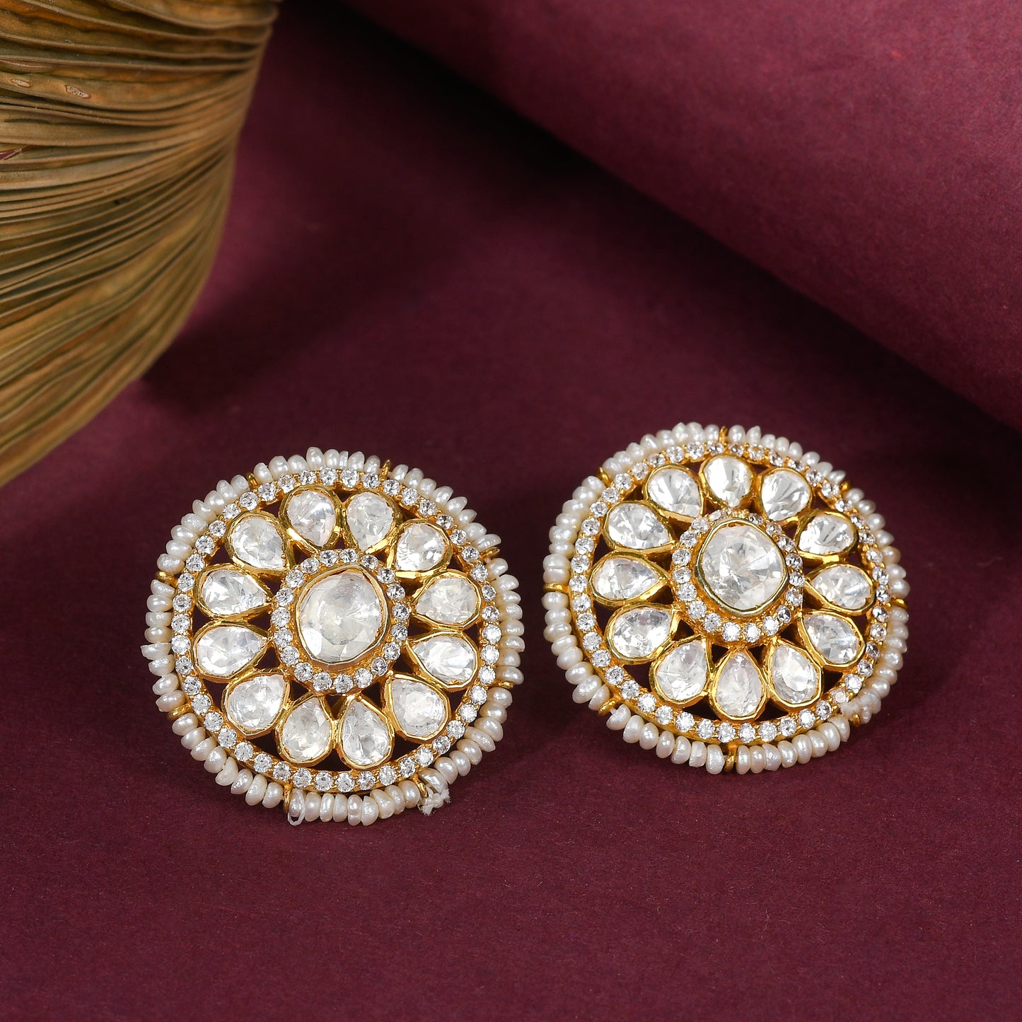 Pearl Polki Earrings