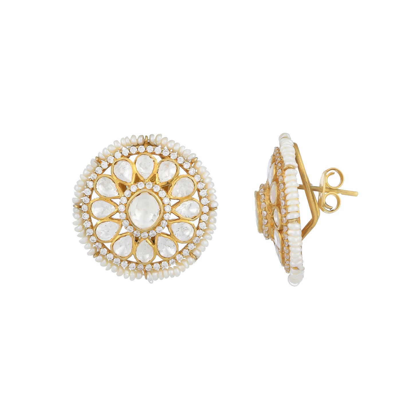 Pearl Polki Earrings