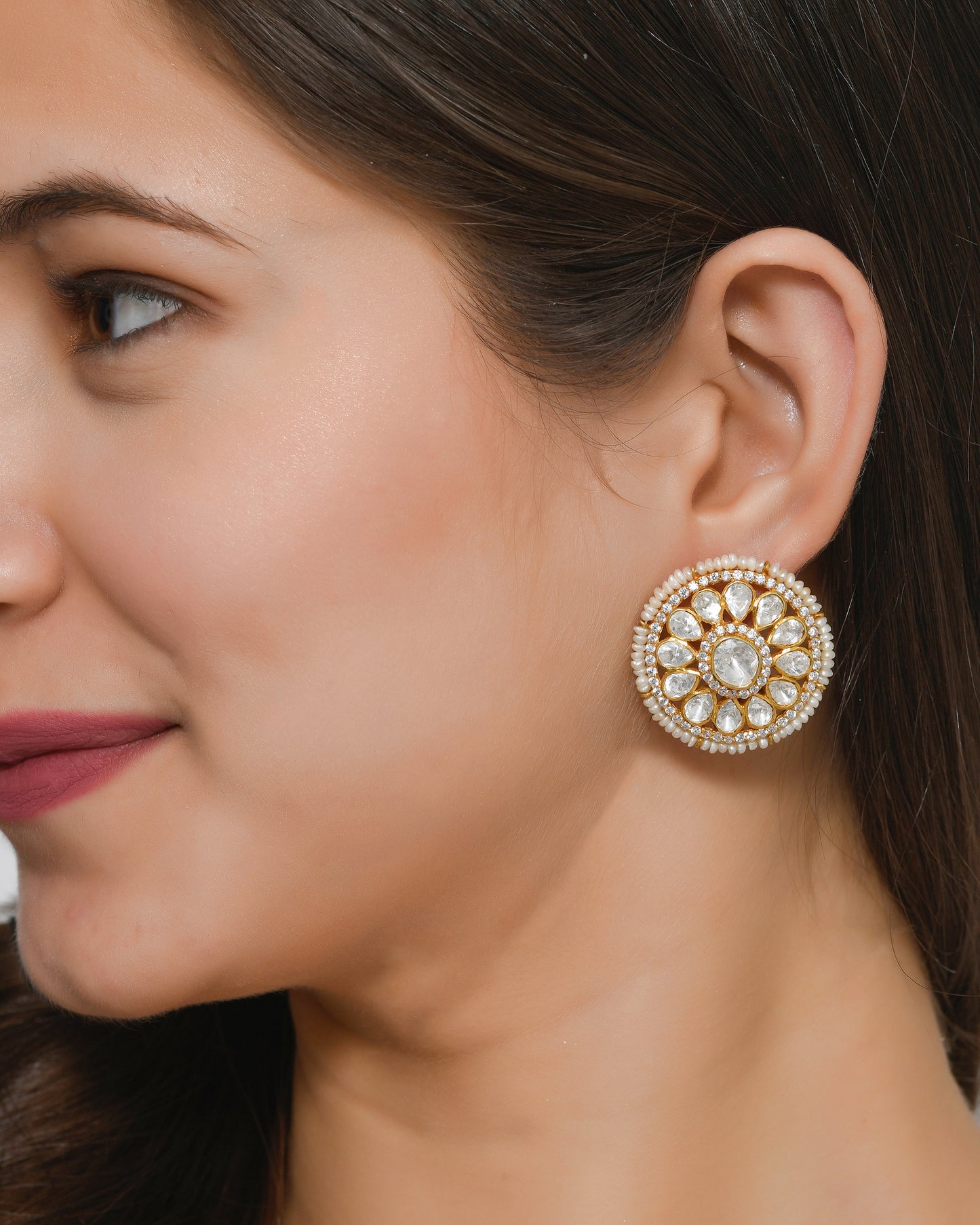 Pearl Polki Earrings