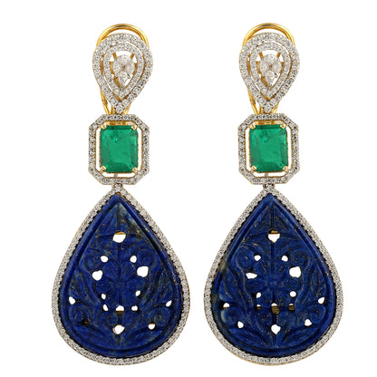 Emerald Lapis Cocktail Earrings