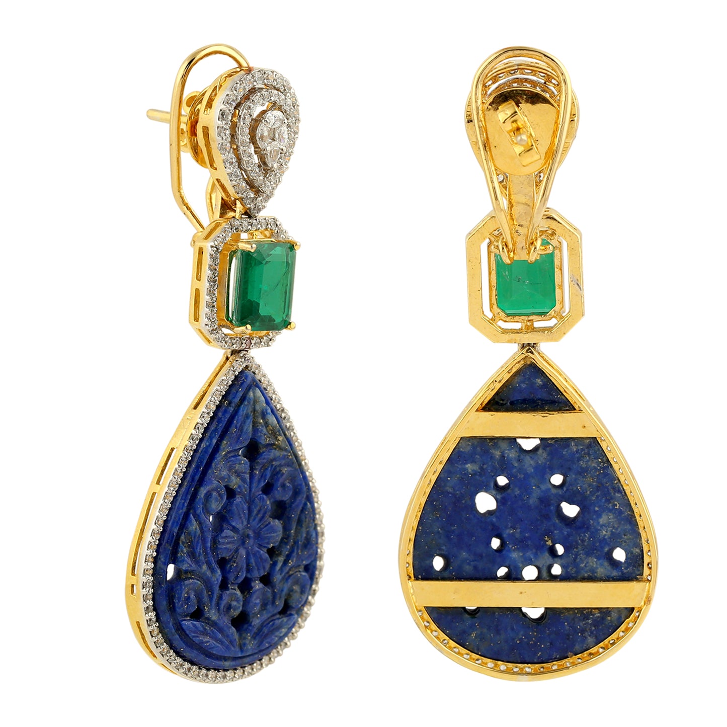 Emerald Lapis Cocktail Earrings