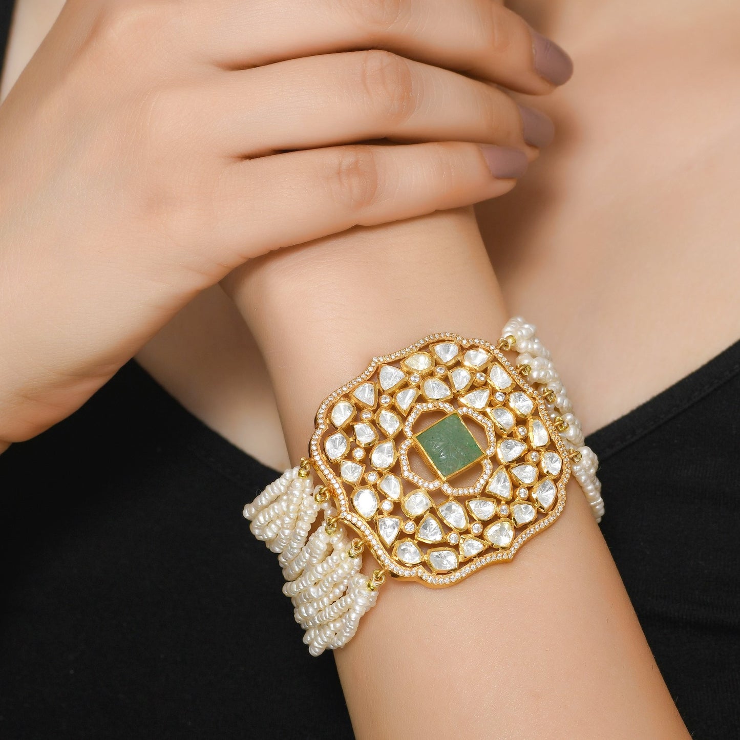 Carved Emerald Bracelet
