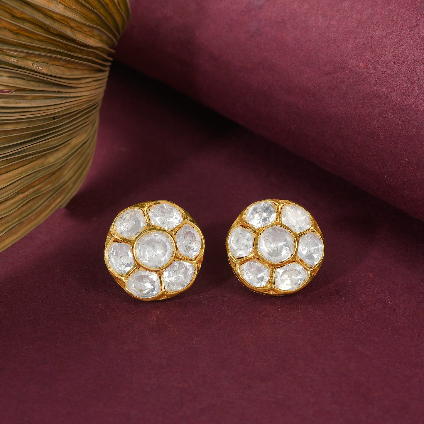 Easy to wear Polki Studs