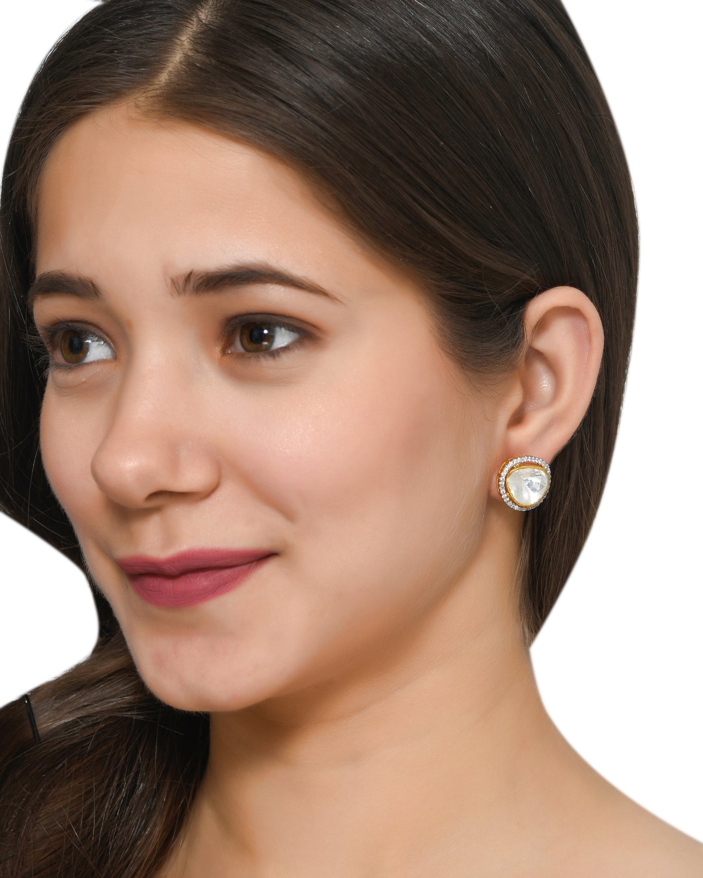 Solitaire Polki Studs