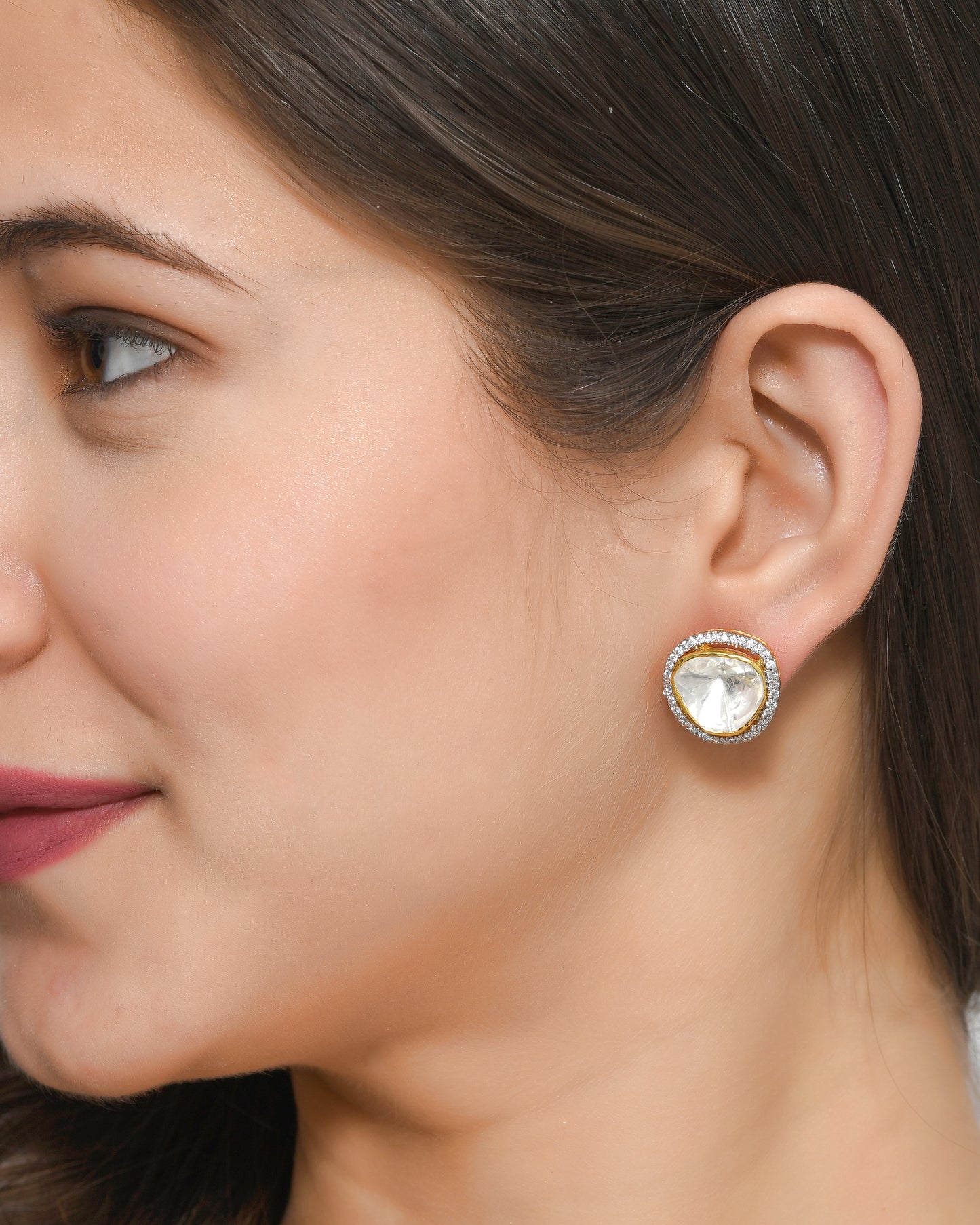 Solitaire Polki Studs