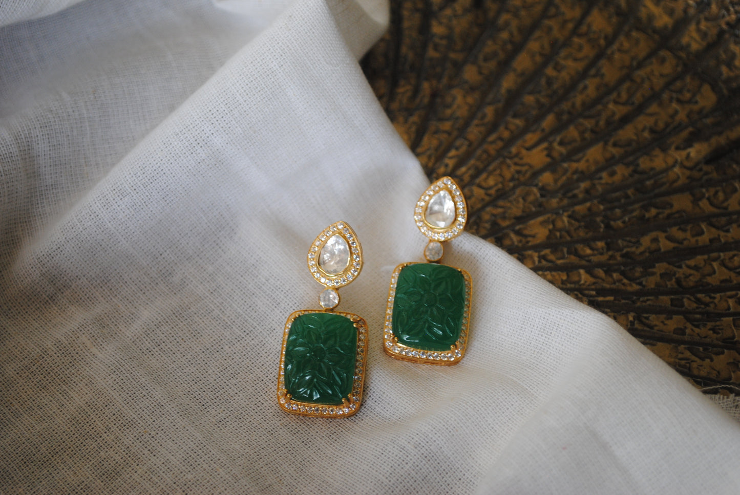 Emerald Polki Earrings