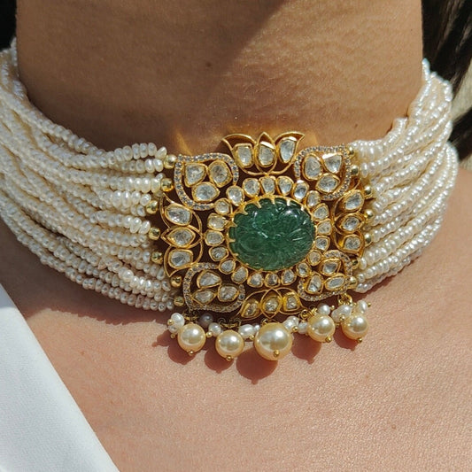 Emerald Polki Choker Set