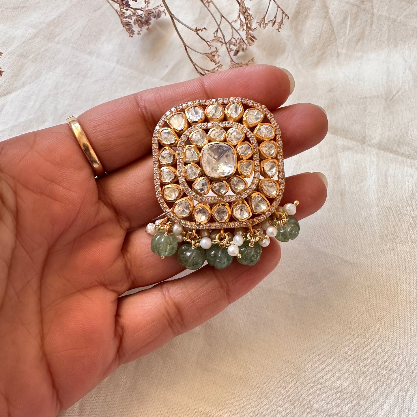 Polki Pendant Set
