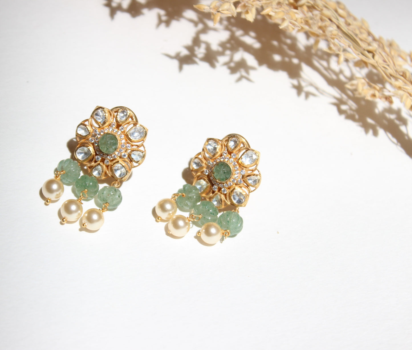 Emerald Polki Earrings