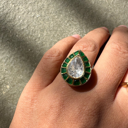 Green Meenakari Ring