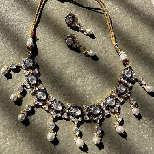 Blue Meenakari Necklace Set