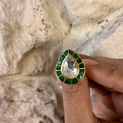 Green Meenakari Ring
