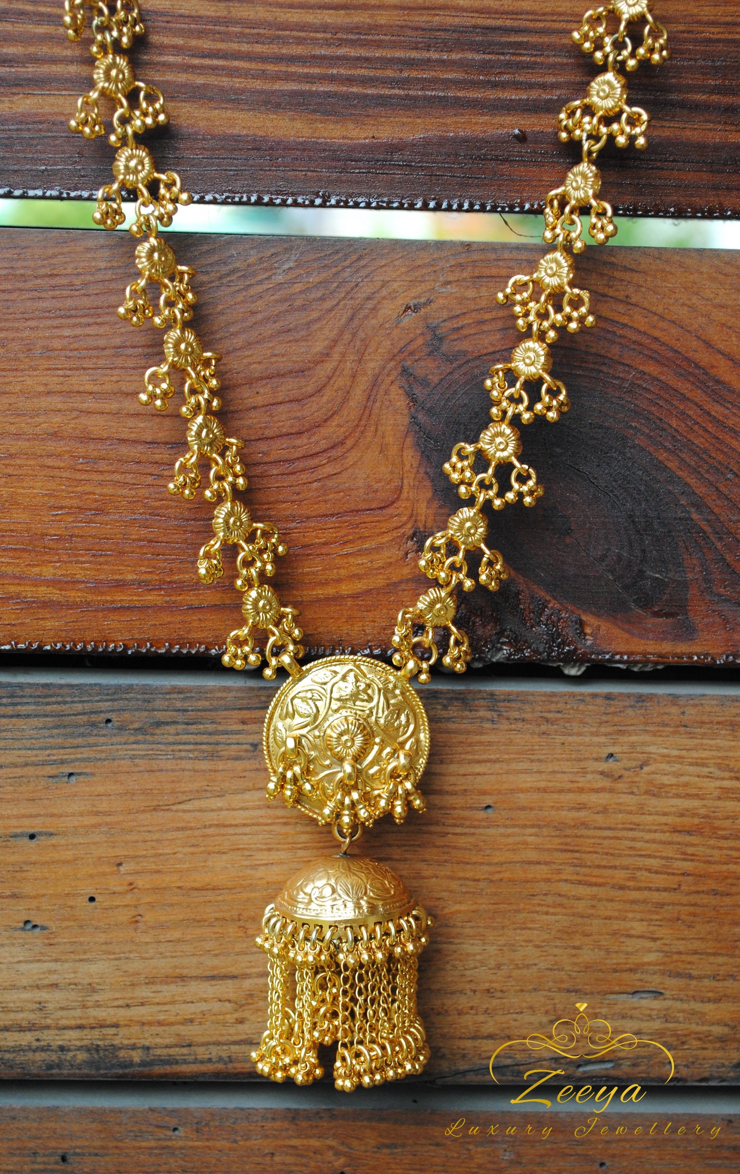 Gold Jhumki Necklace