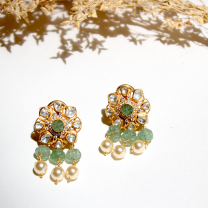 Emerald Polki Earrings