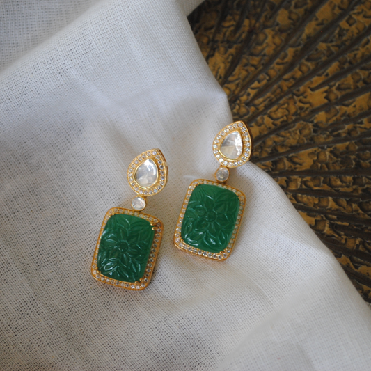 Emerald Polki Earrings