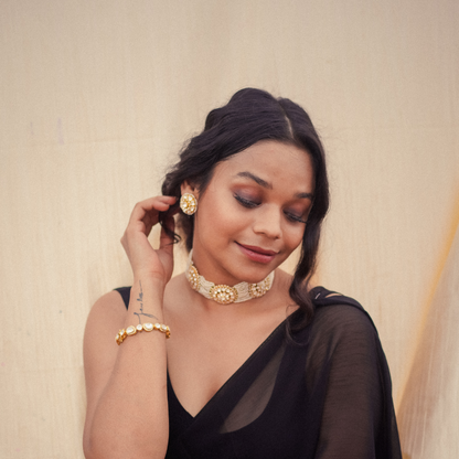 Pearl and Kundan Choker Necklace Set