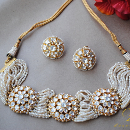Pearl and Kundan Choker Necklace Set