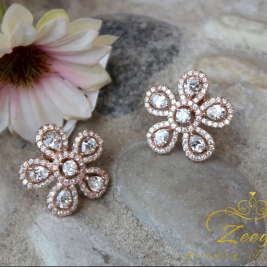 Rose Gold Flower Studs