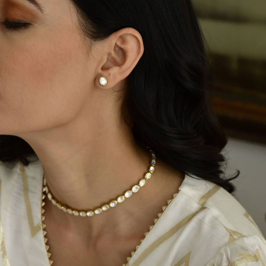 Single Line Polki Necklace set
