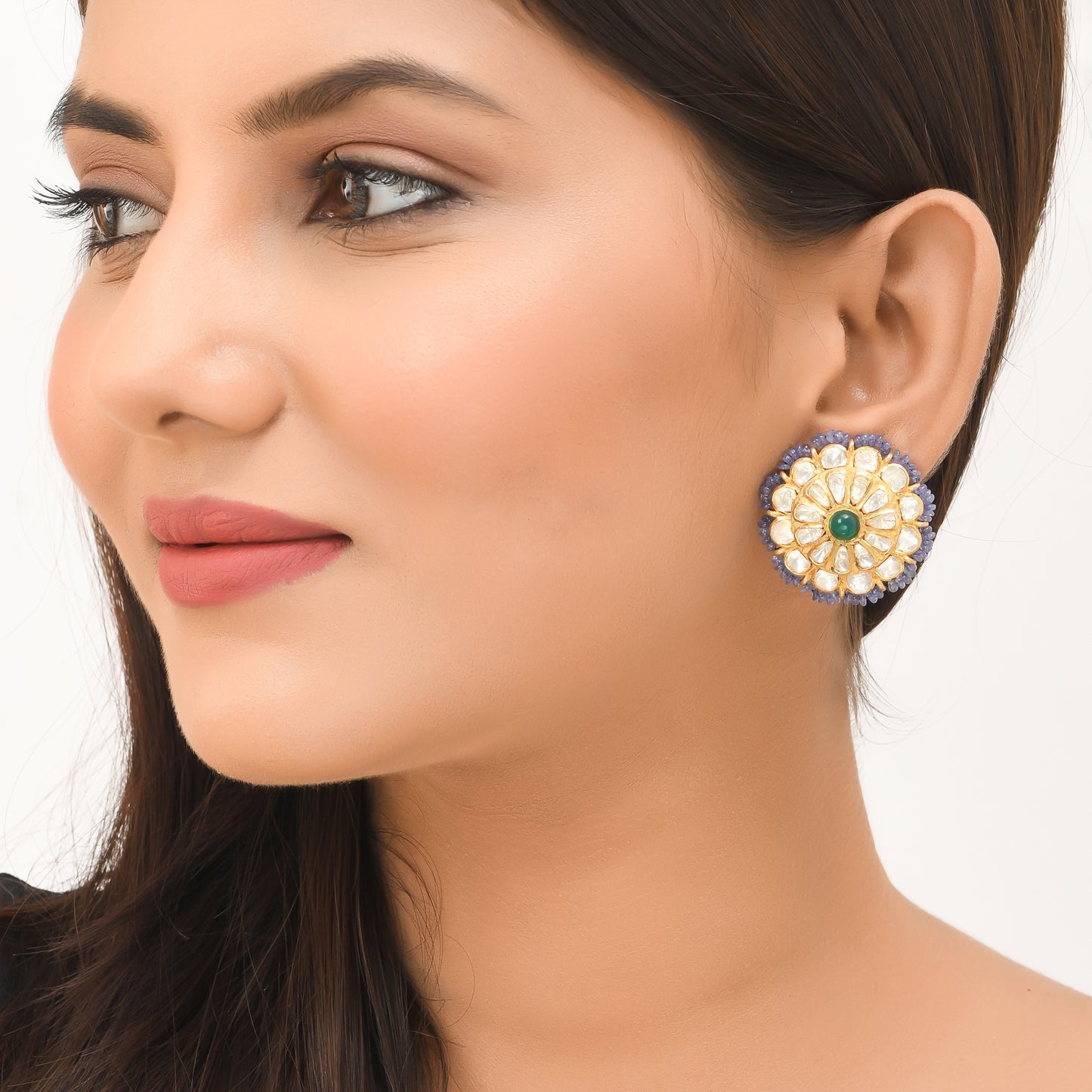 Emerald Polki Earrings