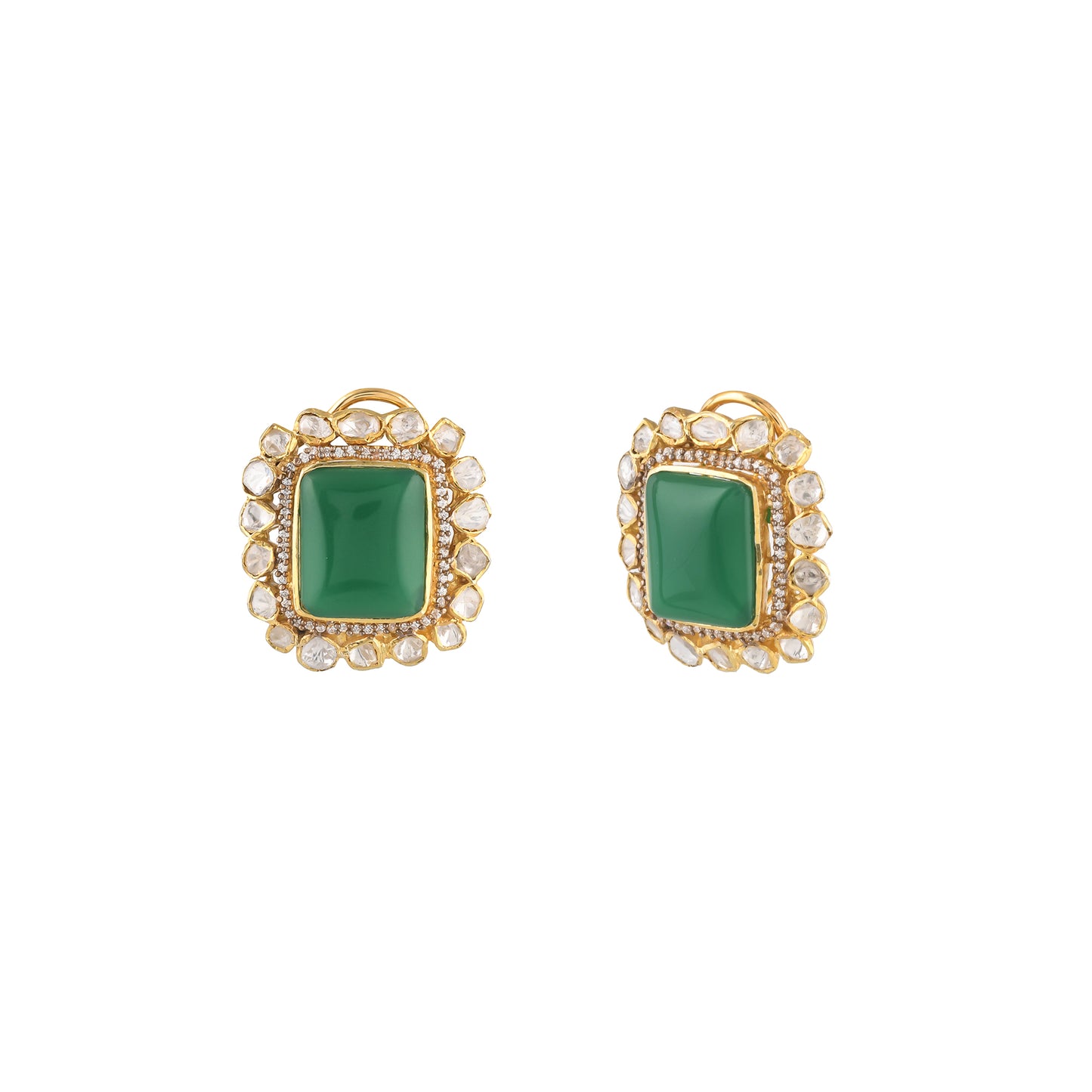 Emerald Polki Studs