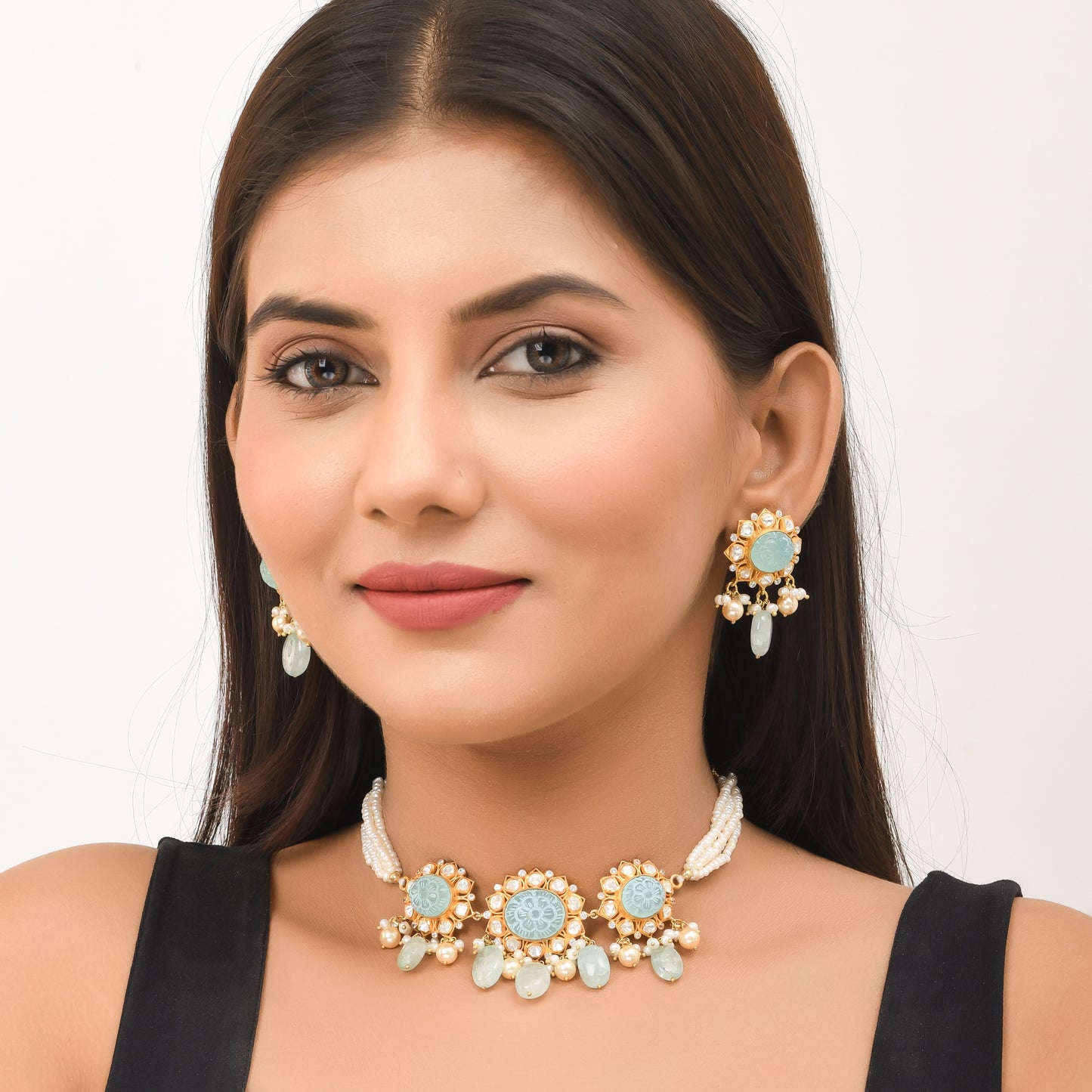 Pastel Pearl Polki Choker