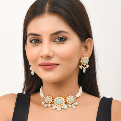Pastel Pearl Polki Choker