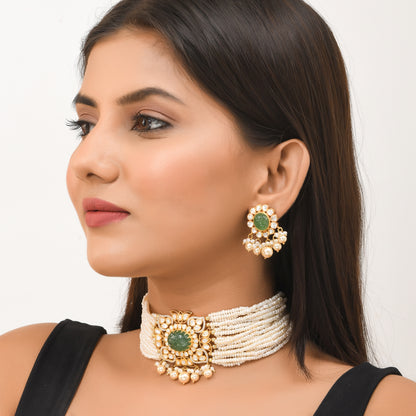 Emerald Polki Choker Set