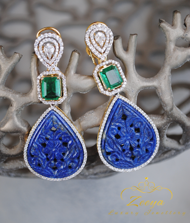 Emerald Lapis Cocktail Earrings