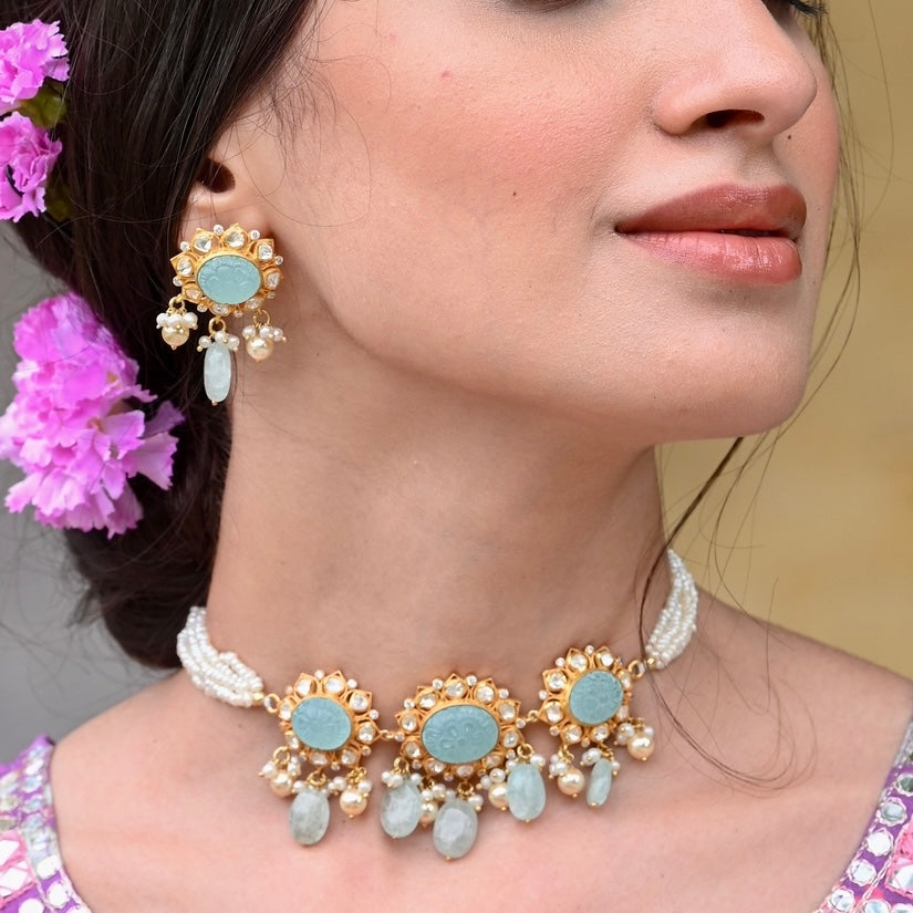 Pastel Pearl Polki Choker